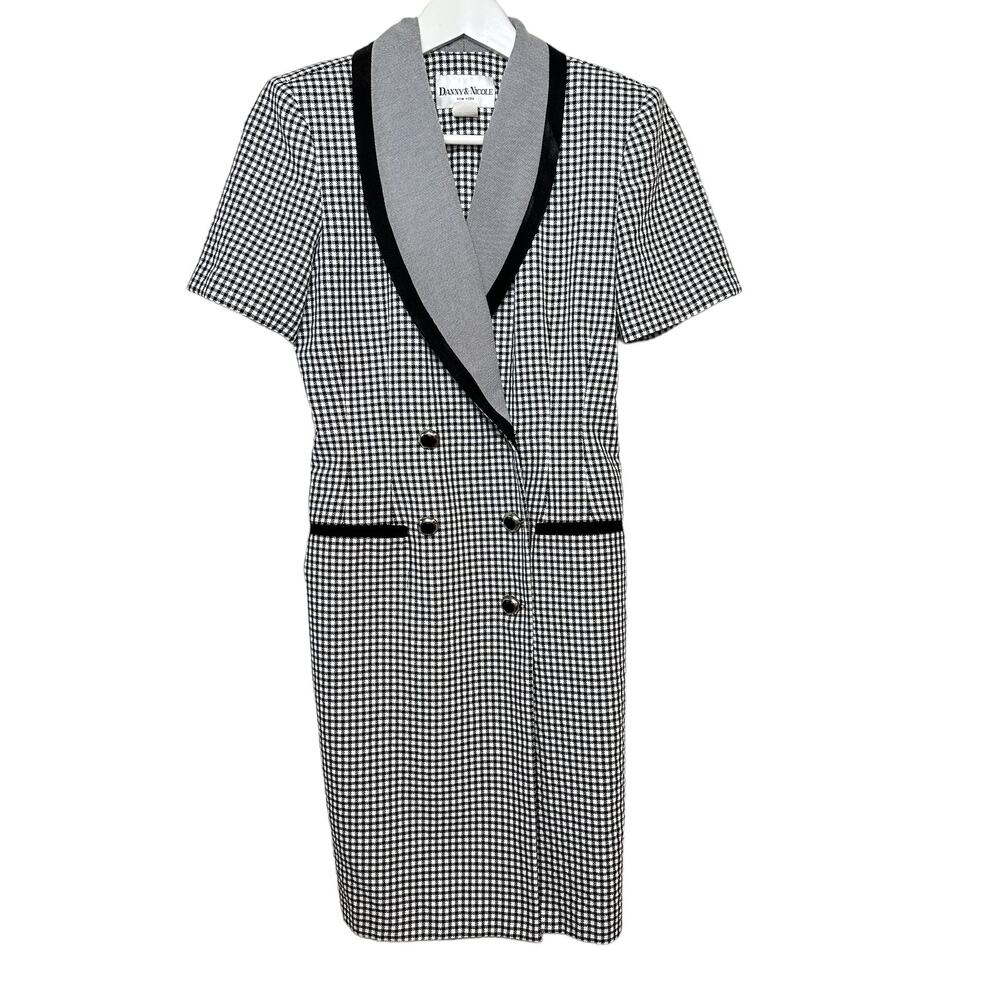 Vintage 80s Danny and Nicole Blazer Dress Black White Gingham 4P Made in the USA